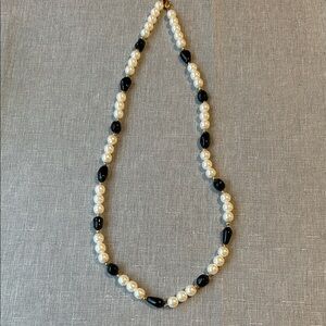 Elegant Black and White Pearl Necklace 
Costume Jewelry